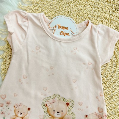  Conj. Blusa Ursinhas Fofas e Short - Rose